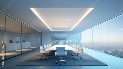 Modern corporate boardroom with Baroque detailing and minimalist aesthetics