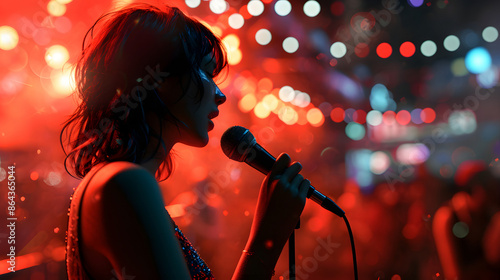 Live Concert Performance: Singer on Stage with Enthusiastic Crowd