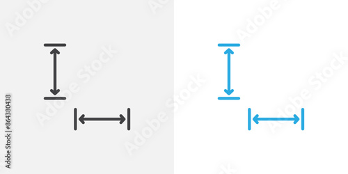 Height and width icon symbol collection on white background.