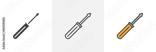 Screwdriver icon symbol collection on white background.