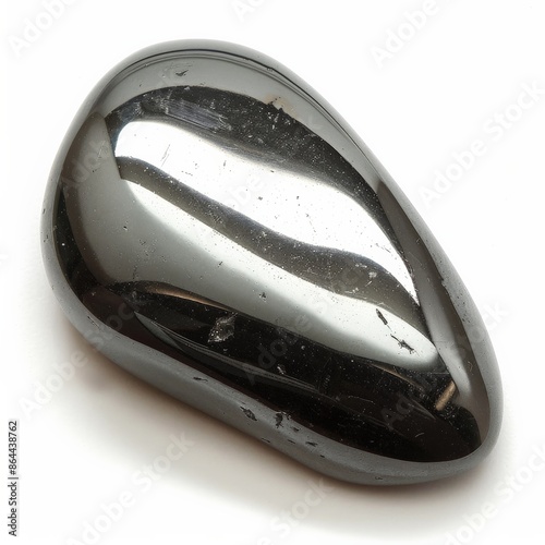 Hematite gemstone, smooth surface, light reflection