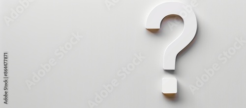 Design of question mark with blank space on white backdrop.