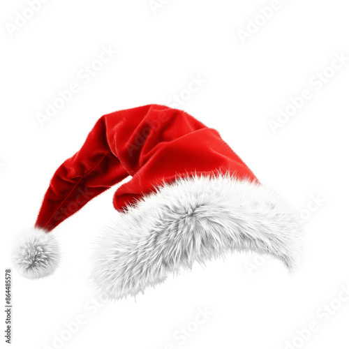 Festive Christmas Santa Claus red hat isolated on transparent background, Santa hat, PNG with transparent background