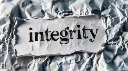 the word integrity on a white paper background