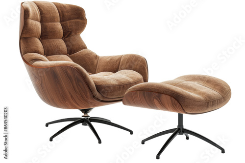 Brown Modern Lounge Chair and Ottoman