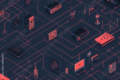 An abstract illustration of various network devices connected by lines symbolizing data flow. Generative AI