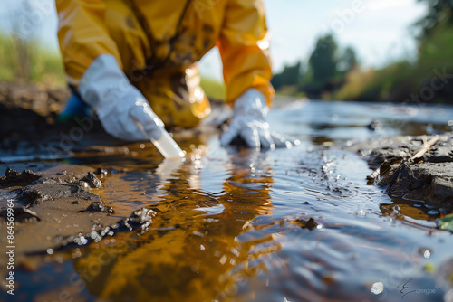 Ecologist Samples Water Contaminated With Dangerous Chemicals in a Small Creek