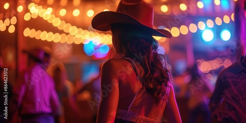 cowgirl dancing in a country and western bar