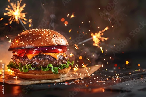 Burger with sparklers