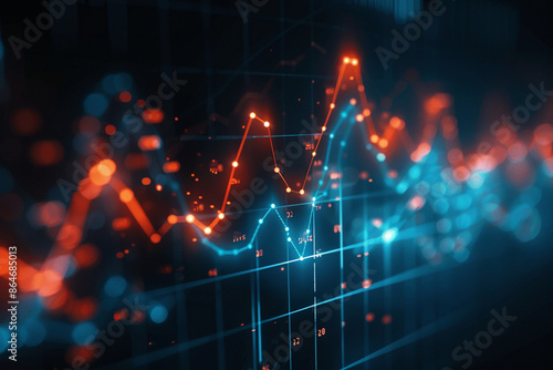 stock market charts with bullish trends, finance, growth chart