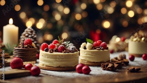 Various Christmas traditional desserts on the table.