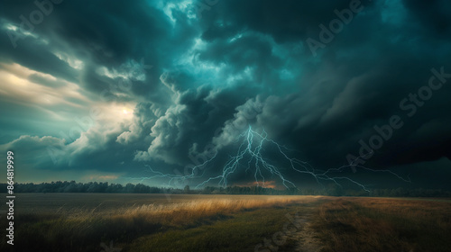 Dramatic Thunderstorm Over Countryside