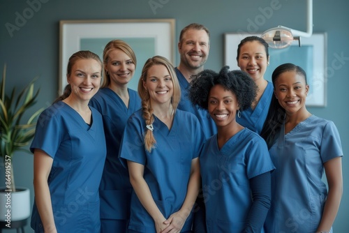 Group of dental professionals in a clinic, dental care team, healthcare providers