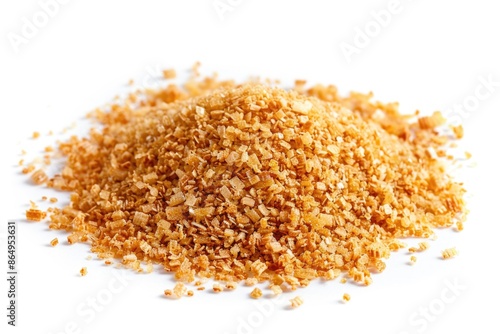 A messy pile of bread crumbs on a white surface