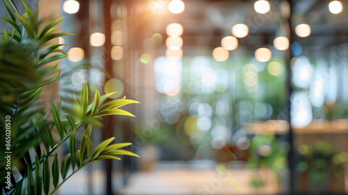 Business office without people in blurred bokeh background