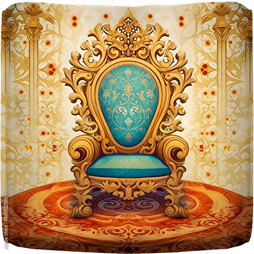 An Elegant Throne on a Golden Carpet