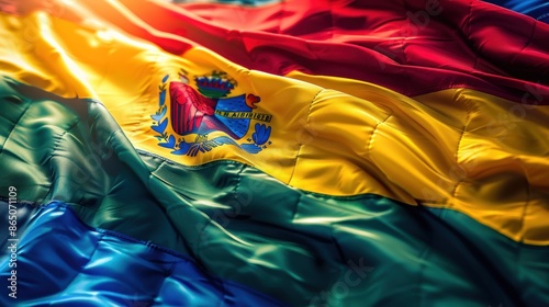 Rainbow Bolivar Flag. Symbol of LGBTQ Pride and Diversity in Bolivia