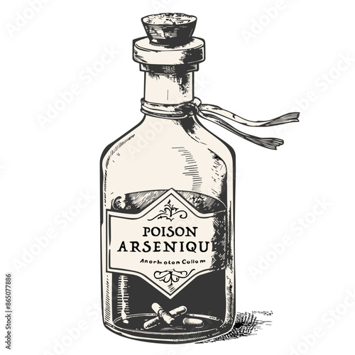 Bottle of poison, Vintage engraved illustration isolated on white