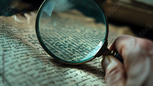 Magnifying Glass Examining Encrypted Cipher Text Document
