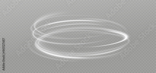 Light white Twirl. Curve light effect of white line. Glowing white spiral. The effect of high-speed abstract lines. Rotating shiny rings. 