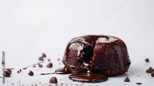 Decadent Chocolate Lava Cake Oozing with Molten Chocolate Ganache