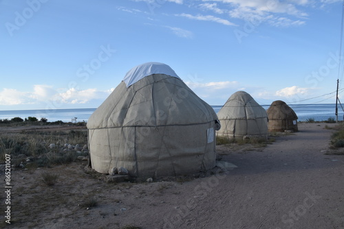 The traditional Yurt tents of the nomads of Kyrgyzstan, Mongolia and Central Aisa