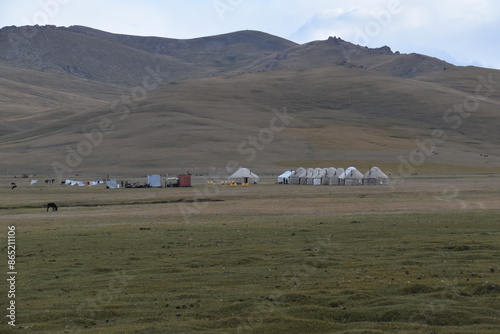 The traditional Yurt tents of the nomads of Kyrgyzstan, Mongolia and Central Aisa