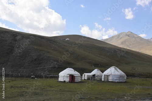 The traditional Yurt tents of the nomads of Kyrgyzstan, Mongolia and Central Aisa