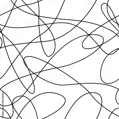 Vector abstract seamless scribble pattern. Random chaotic lines. Background with quirky lines