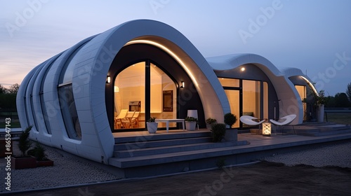 Futuristic Modular Home at Twilight