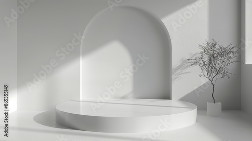 The presentation of a product is done on a podium, a stylish, minimal display case is used