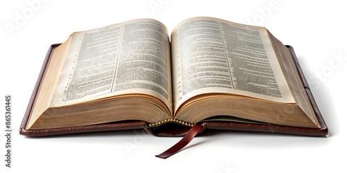 open bible on white background