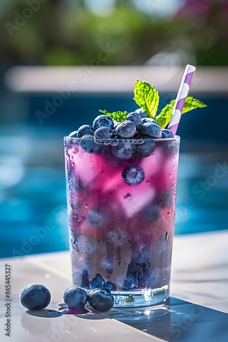 Capture the essence of a Tito's Blueberry Vodka Cocktail 2 ounces Tito's Handmade Vodka1/2 cup fresh blueberries1 ounce lemon juice1 ounce simple syrupIceClub sodaMint sprig and extra blueberries for 