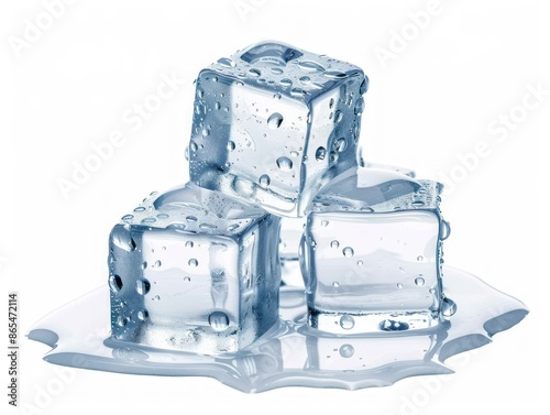 Fresh Ice Cubes Melting