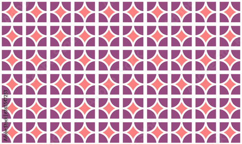 Purple and pink circle quarter, diamond patter group checker board repeat seamless pattern design for 