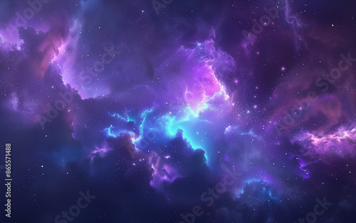 Vibrant purple and blue nebula background with stars