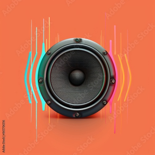 Red speaker and sound waves isolated vector illustration. Logo of vox power