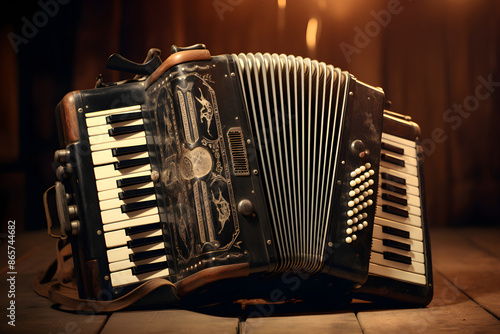 Preserving Melody: An Up-Close View of Vintage Accordion Instrument, With Hands Poised to Play