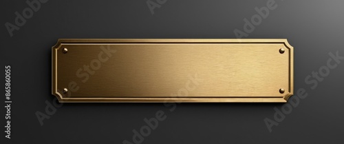 Gold or brass plates Empty nameplate mockup rectangular brushed