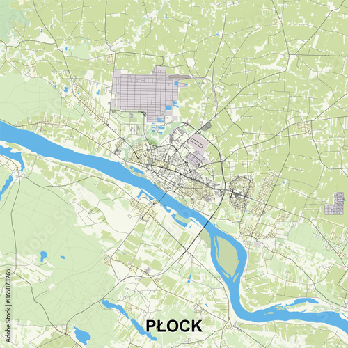 Płock, Poland map poster art