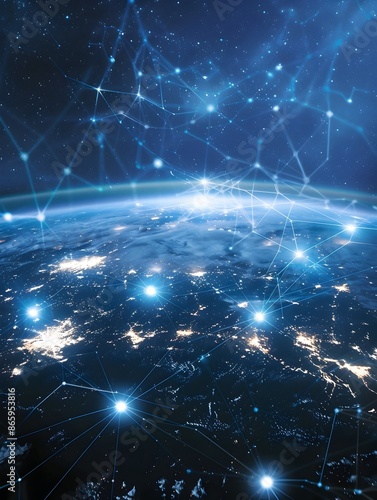 Interconnected Global Network Visualization Showcasing Worldwide Technology and Communication