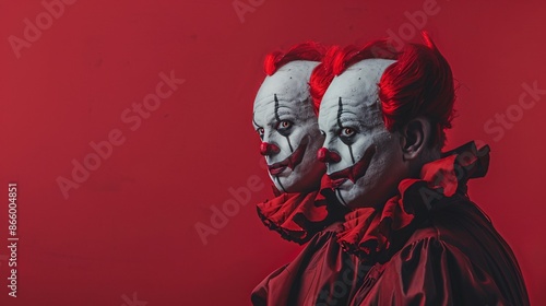 Two Clowns with Red Background