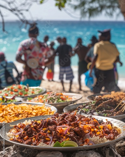  Vibrant Jamaican Food Feast on Beach with Locals