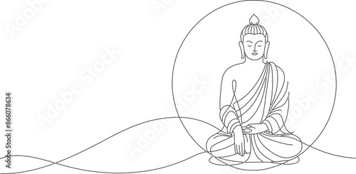 continuous line-art buddha