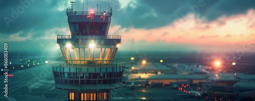 Detailed view of a control tower at an airport