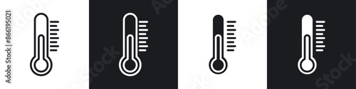 Thermometer half icon set. normal temperature vector symbol in black filled and outlined style.