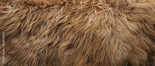 Panoramic close-up, high detail scan of camel hair fur material, Generative AI 