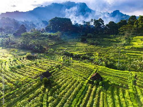 Landscape of Sidemen, in Karangasem Regency, Bali, Indonesia