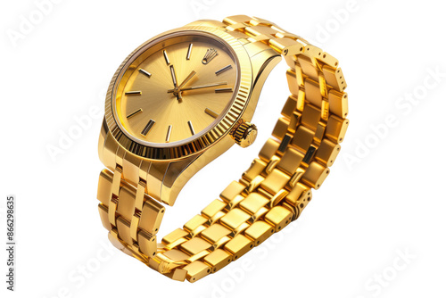 Premium gold watch isolated on transparent background