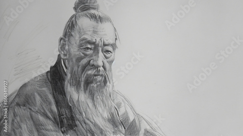 pencil sketch of Confucius, Philosopher and educator